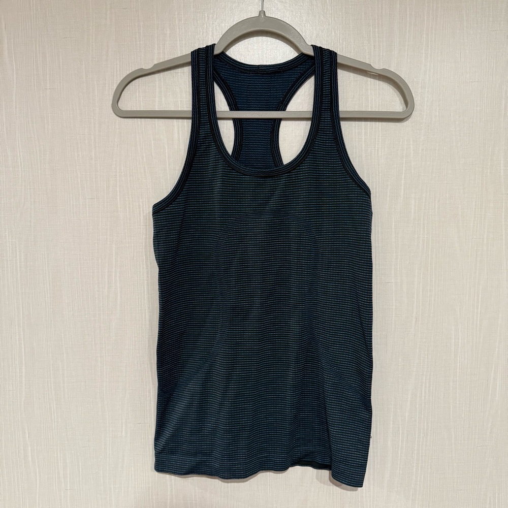 Lululemon Athletica Navy and Gray Striped Tank